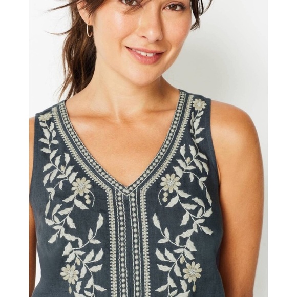 J.JILL Pure Jill Embroidered Dark Brown Sleeveless Dress - Picture 10 of 11